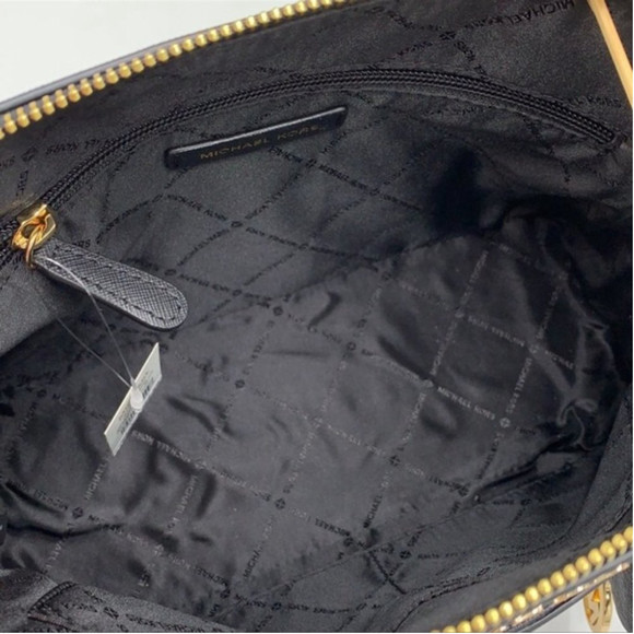 Michael Kors Jet Set Travel Medium Saffiano Leather Dome Satchel Black - Picture 9 of 16